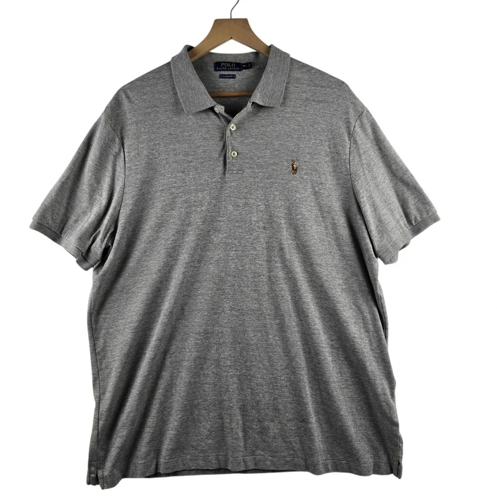 Polo Ralph Lauren Mens Classic‎ Fit Polo Shirt Gray Collared Short Sleeve XL